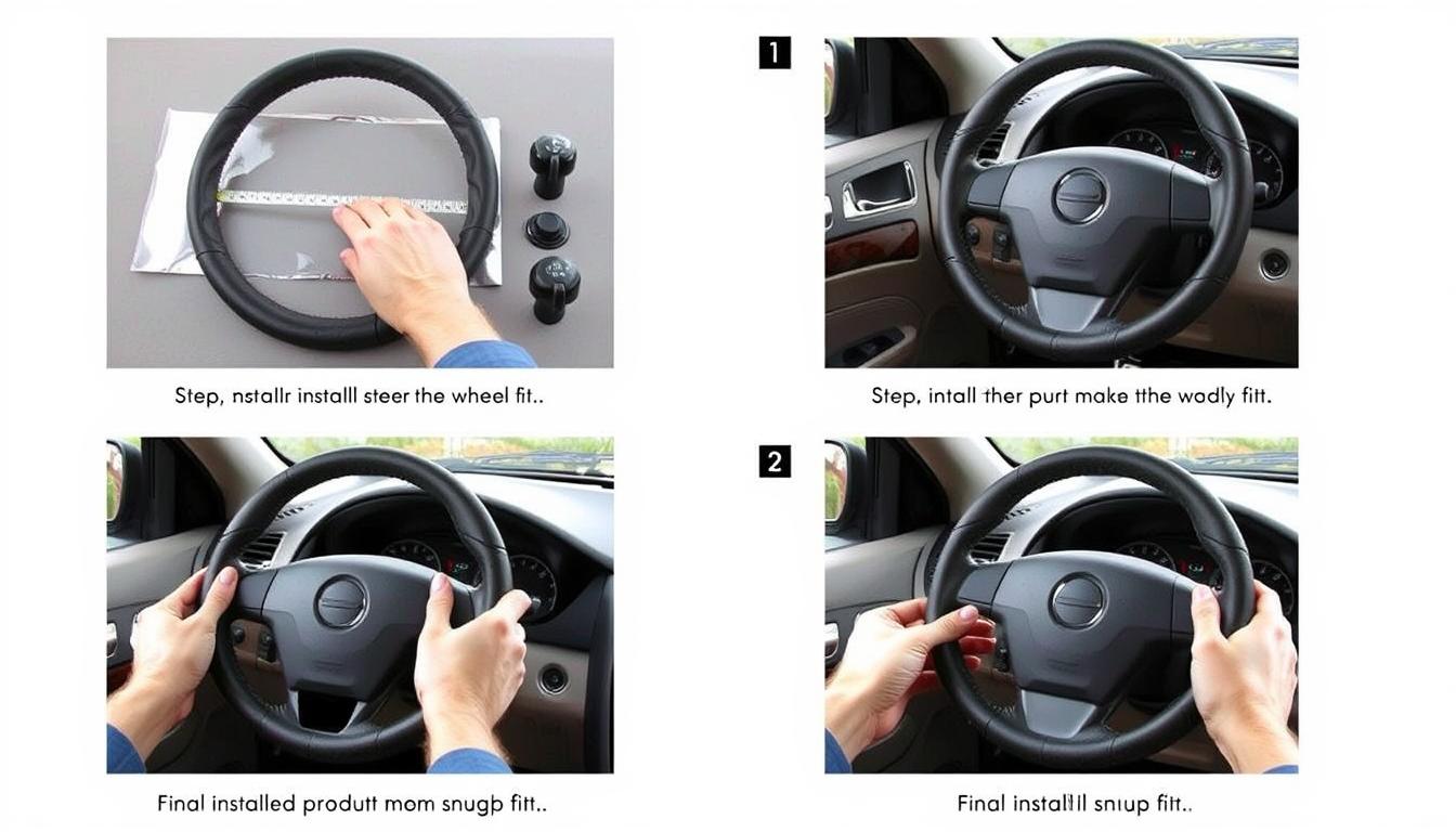 Step-by-step installation of a steering wheel cover