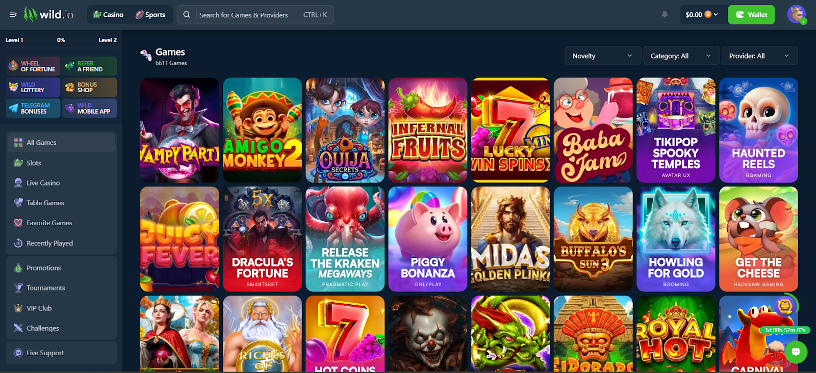 wild.io casino games