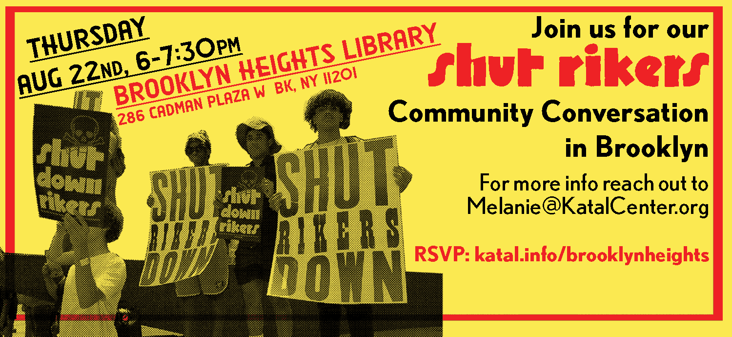 Flyer for Shut Rikers community conversation
