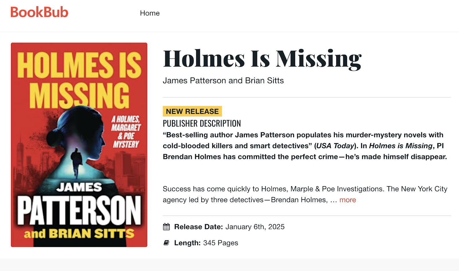 image of holmes is missing book