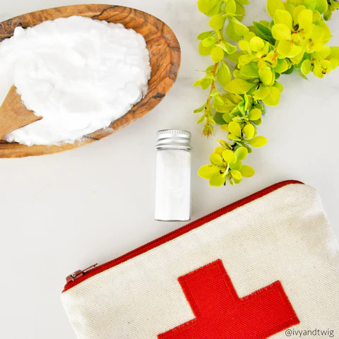 A display of baking soda in a bowl to be used as a Survival Hack Using Common Household Items 