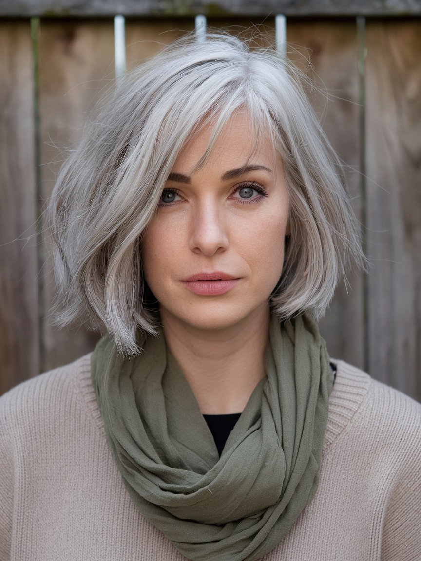 18. Angled Choppy Silver Bob