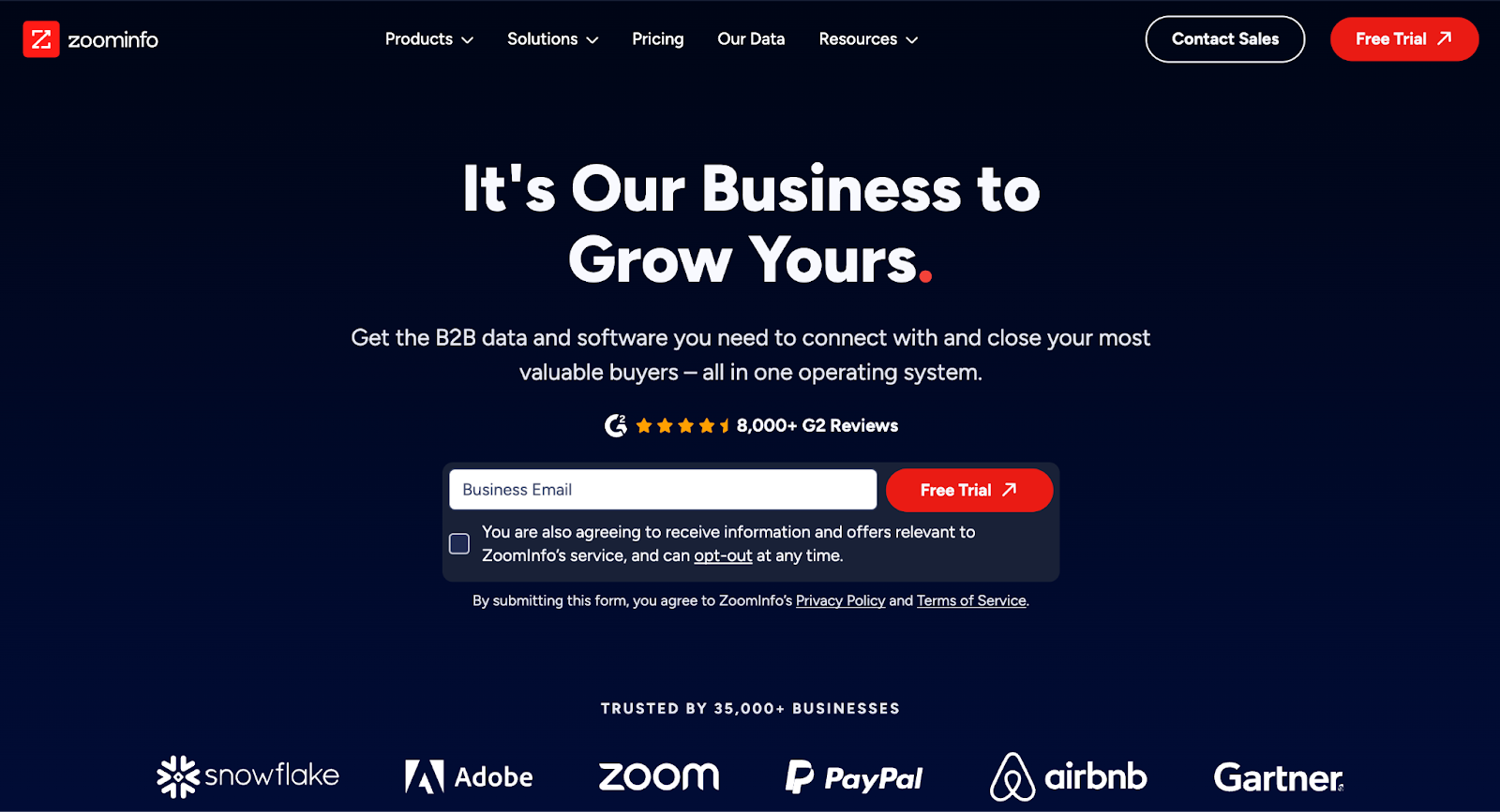 CZoominfo Landing Page