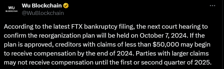 FTX bankruptcy filing update