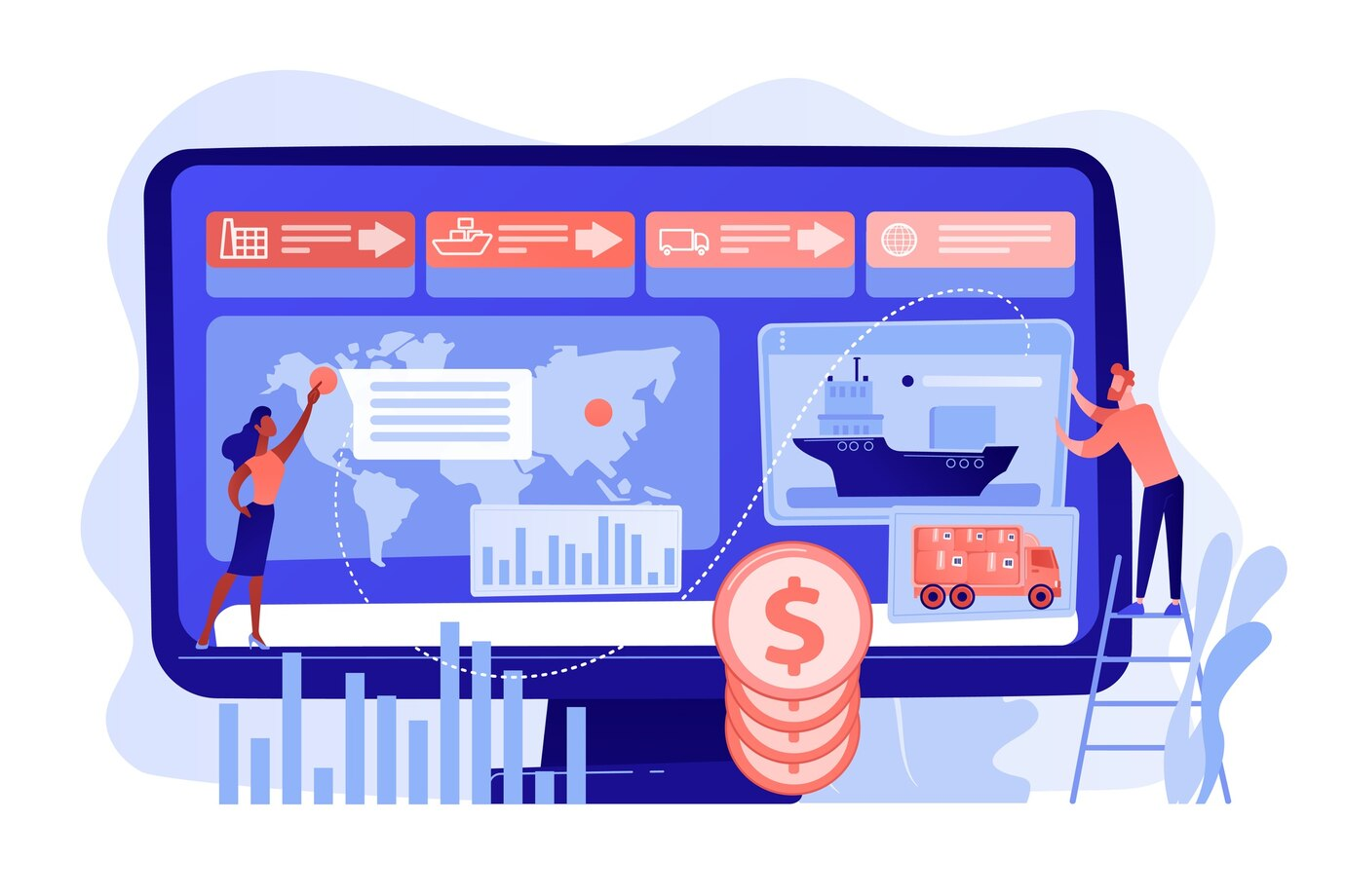 illustration of supply chain and asset management in ERP systems