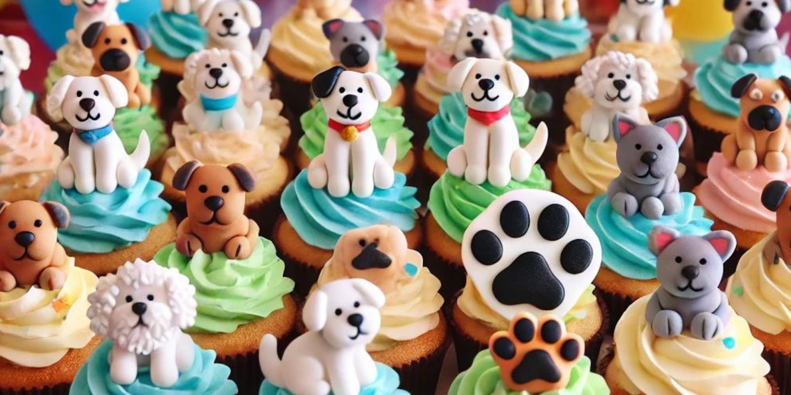 Cupcakes with Dog Toppers