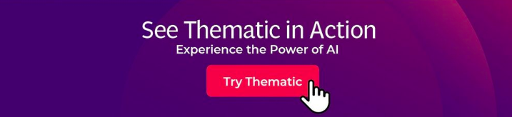 Demo button to try Thematic's AI Analytics software with your own data.