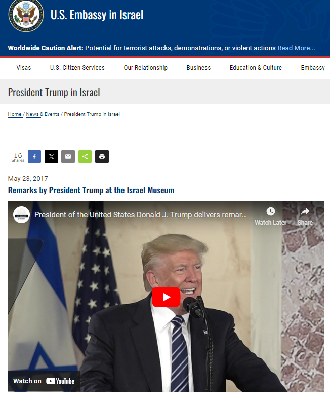 Former U.S. President Donald Trump’s Visit to Israel in 2017