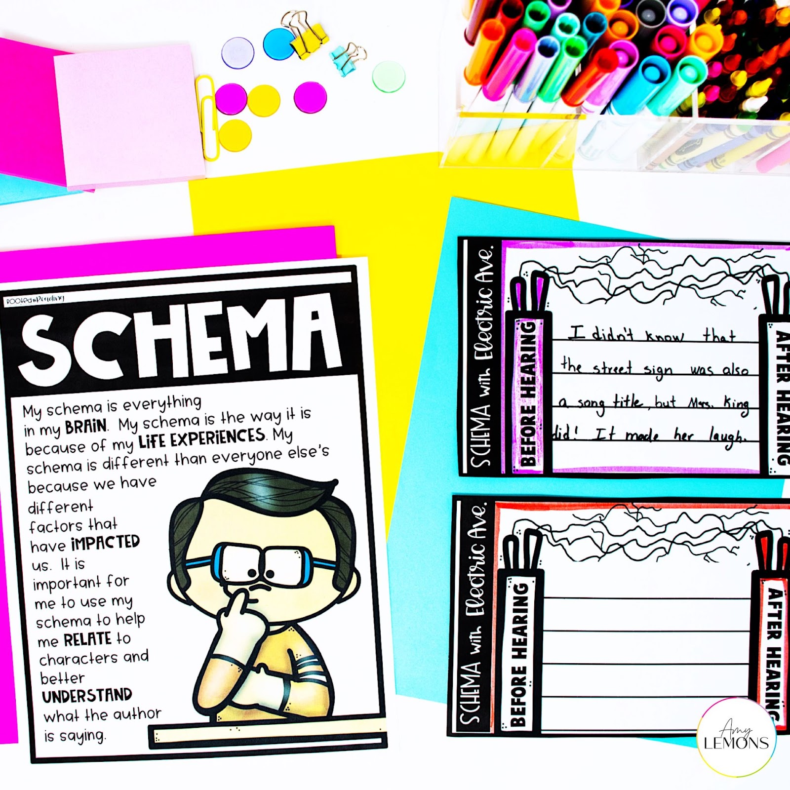 Schema poster and schema valentine's day reading comprehension activities worksheet