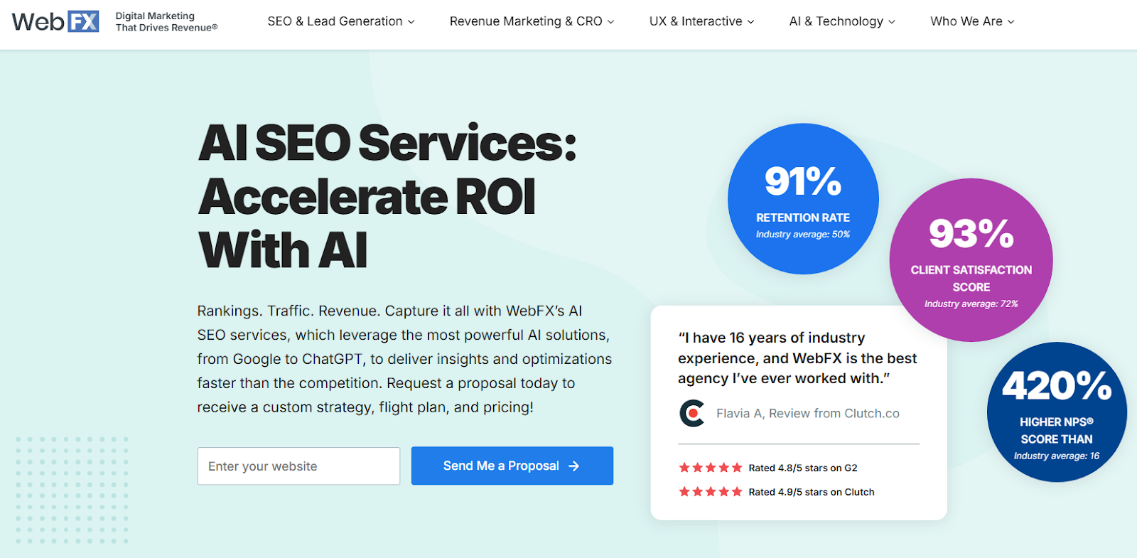 Screenshot of WebFX homepage