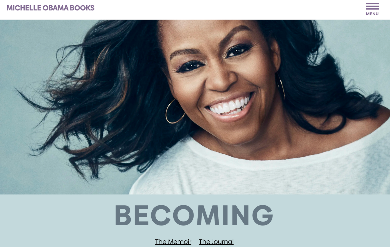 image of Michelle Obama’s website