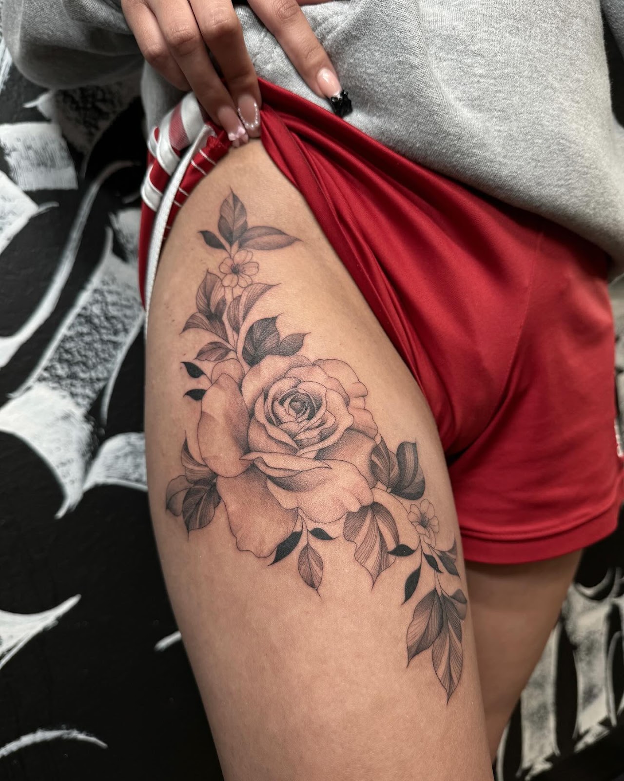 Rose Thigh Tattoo