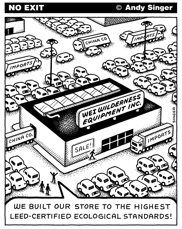 Cartoon of a store with many cars in a parking lot

Description automatically generated