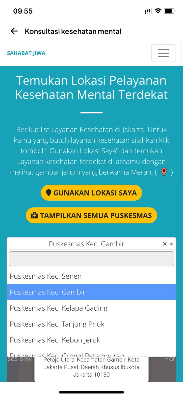 Menemukan lokasi konsultasi psikologi di Puskesmas terdekat lewat JAKI