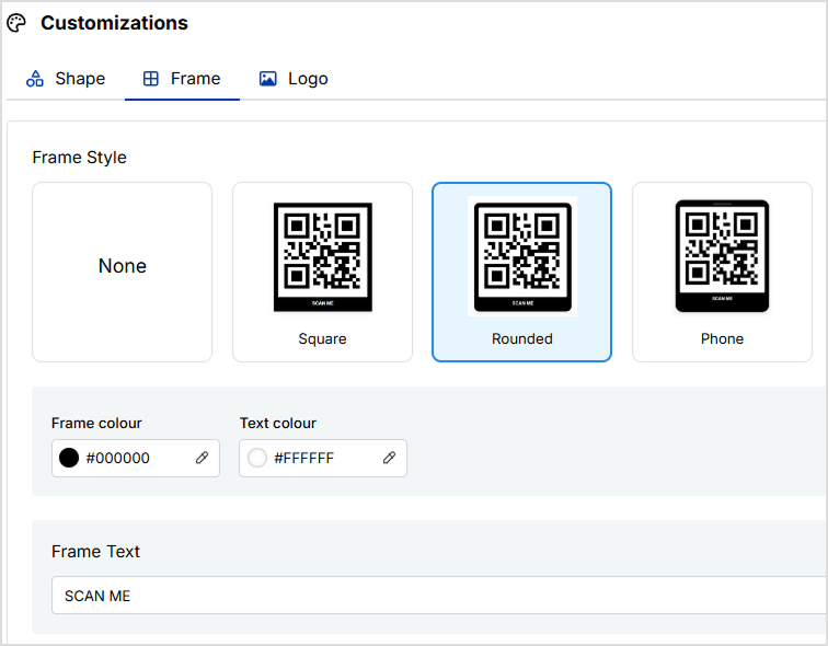 choose frame for you QR code