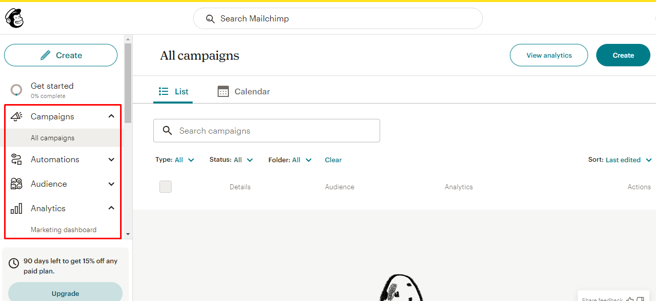 mailchimp dashboard 