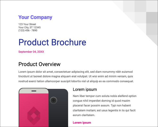 Modèle de Brochure de Google Documents