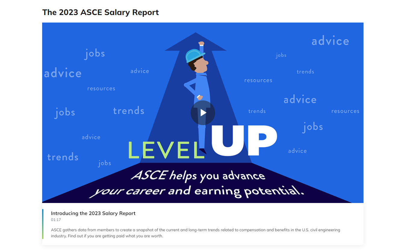 ASCE Salary report from 2023, screenshot.