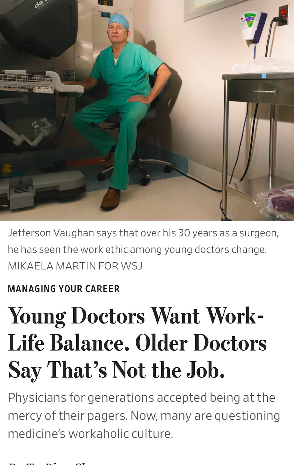 "Young Doctors Want Work-Life Balance. Older Doctors Say That’s Not the Job"