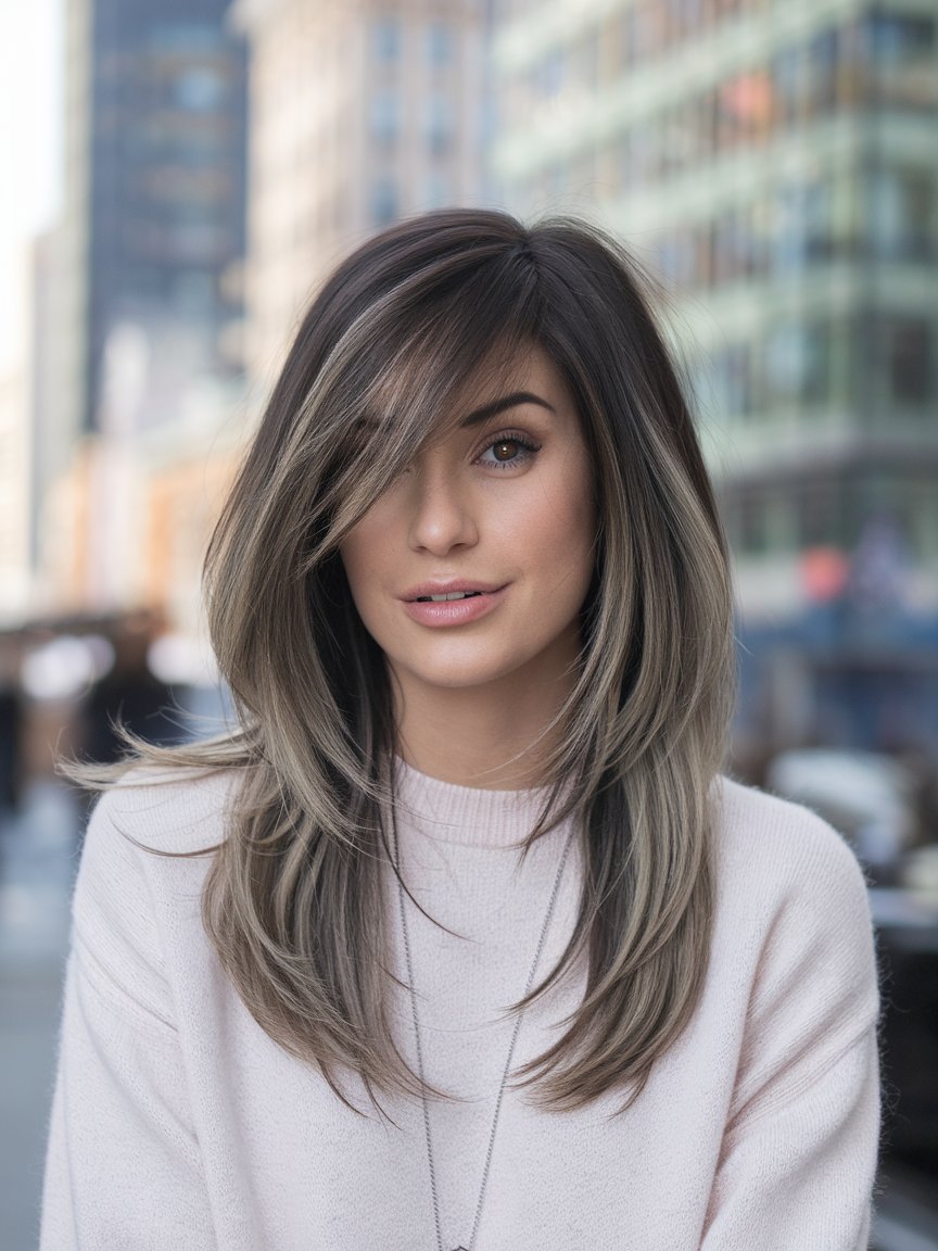 1. Long Layers with Side Part