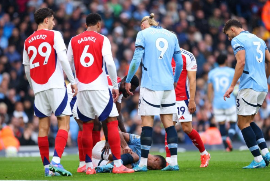 Rodri chấn thương đầu gối sau trận gặp Arsenal