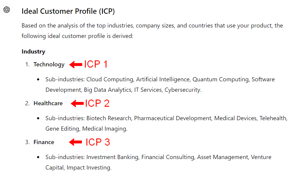 ChatGPT powered sales analysis and ICP creation