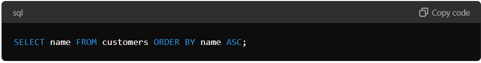 SQL query to sort data using ORDER BY clause.