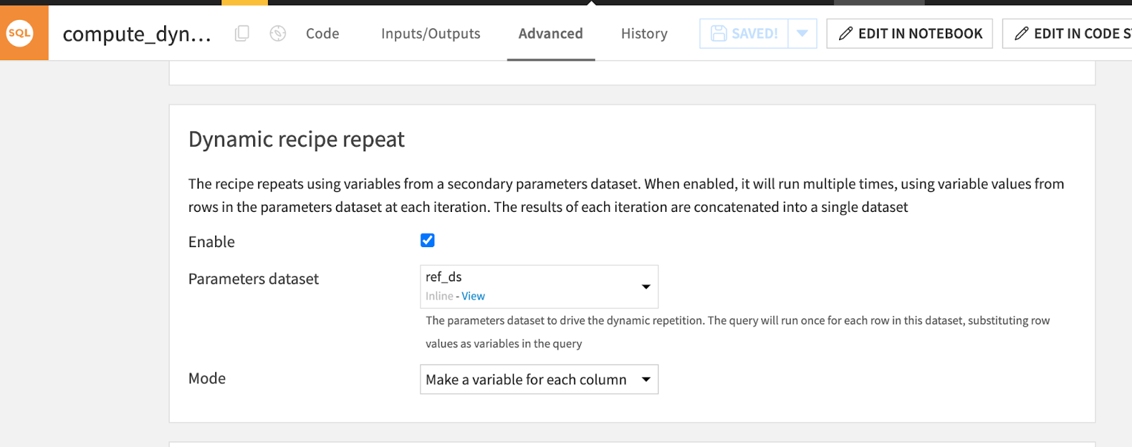 Looping through SQL queries from a parameters dataset