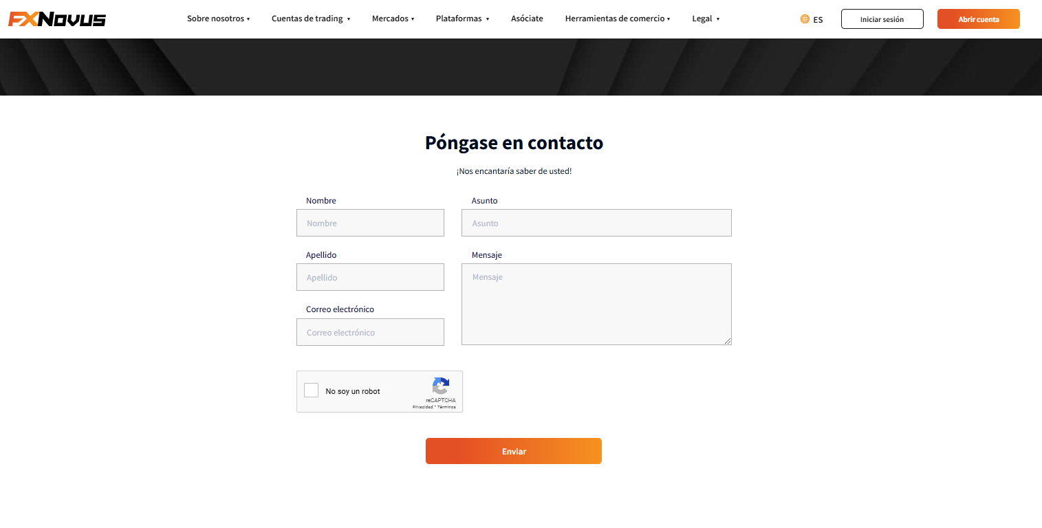 Visita la página de Contacto de FXNovus para más información.