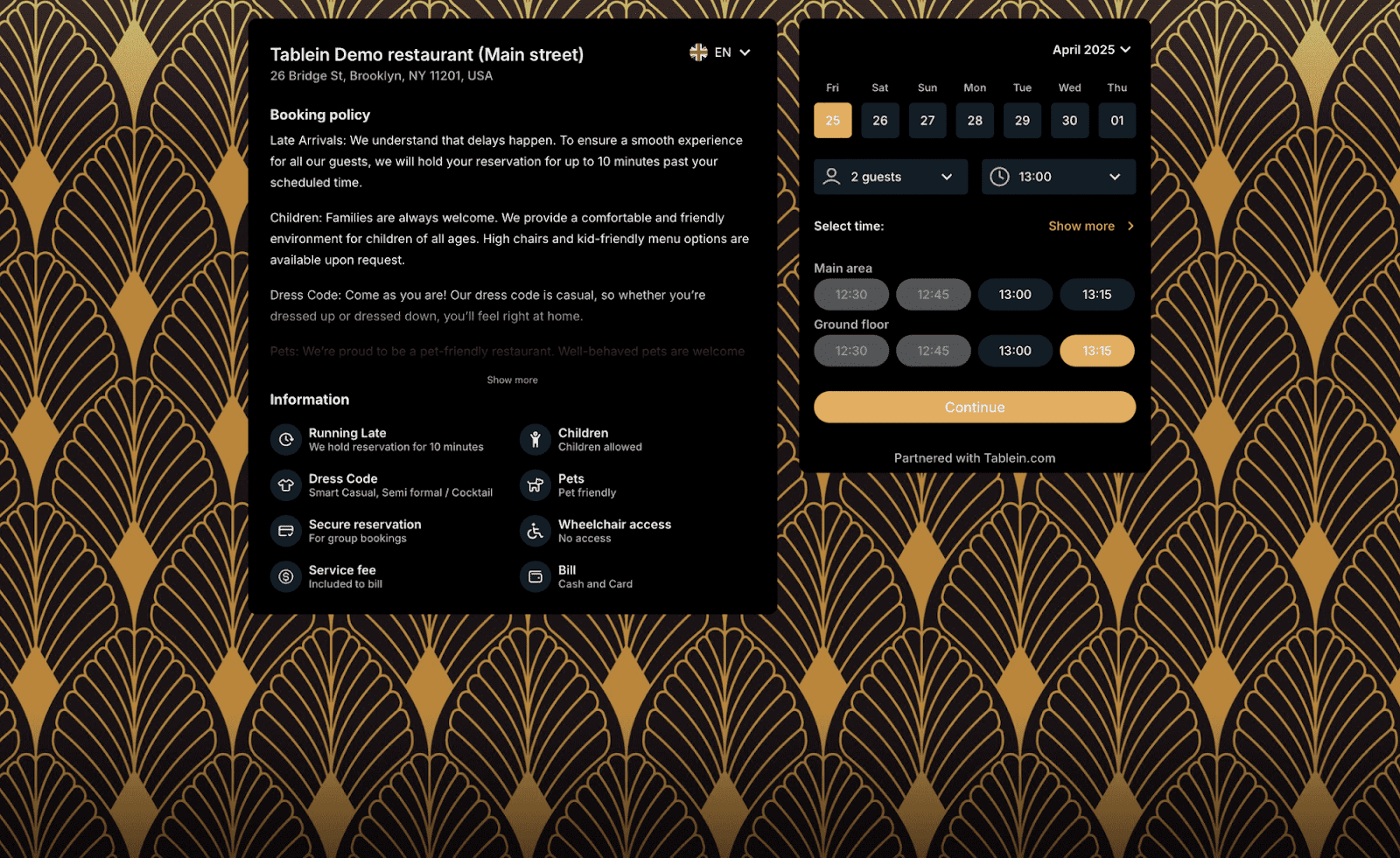 Tablein dashboard
