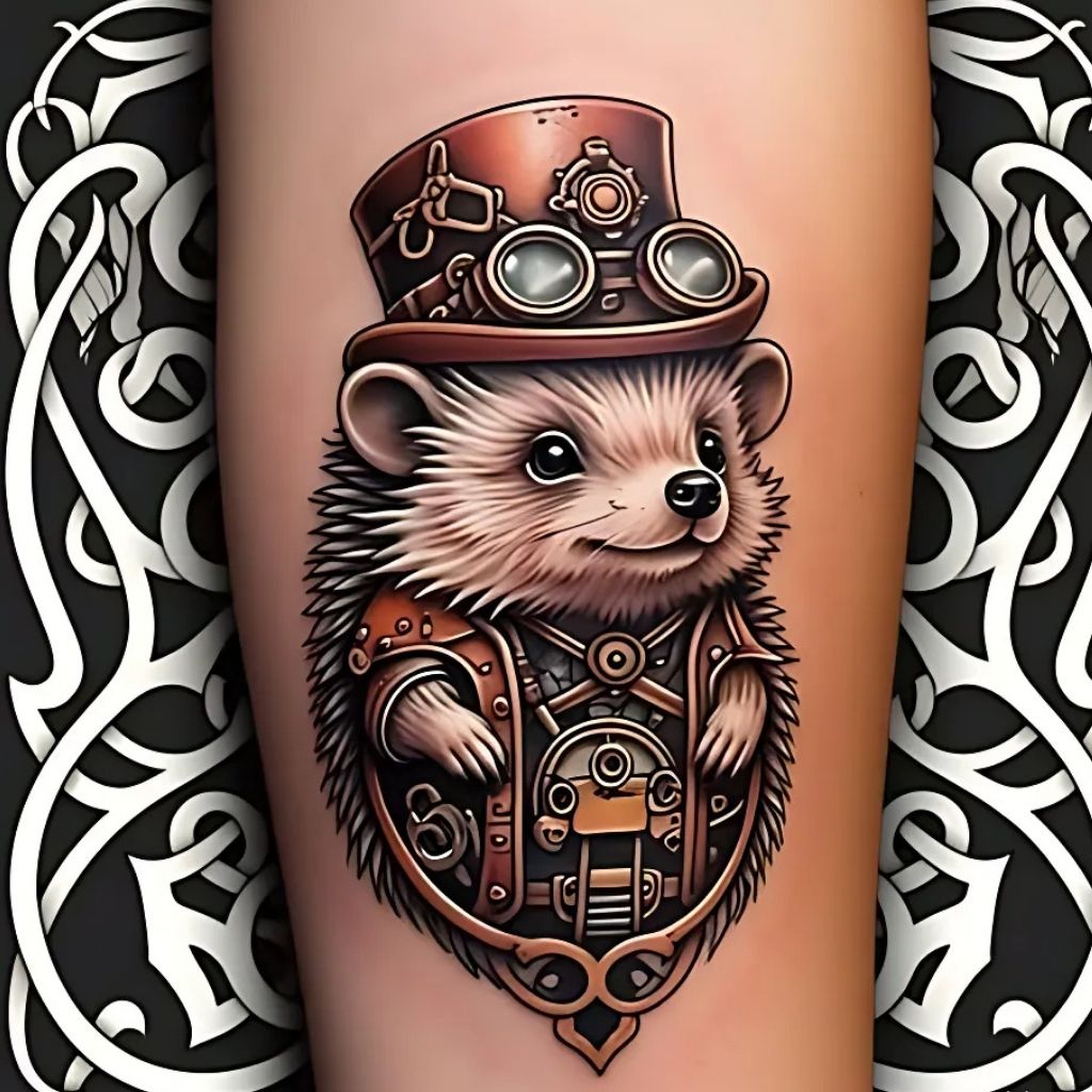 Steampunk Hedgehog Tattoo