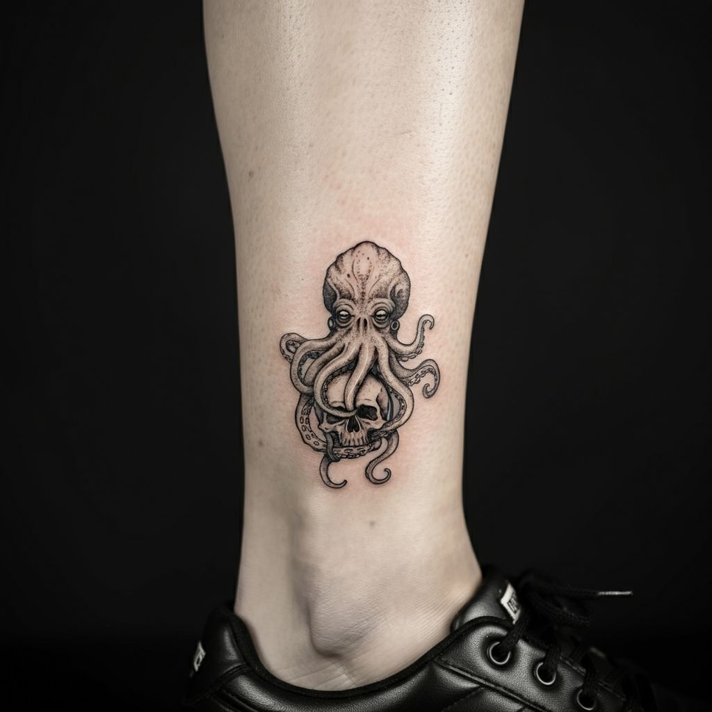 Kraken Tattoo on ankle 