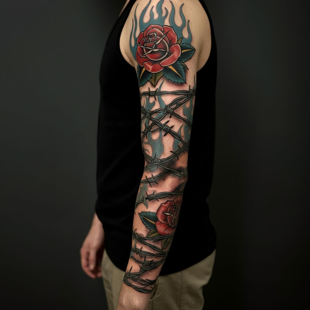 Barbed Wire Sleeve Tattoo 