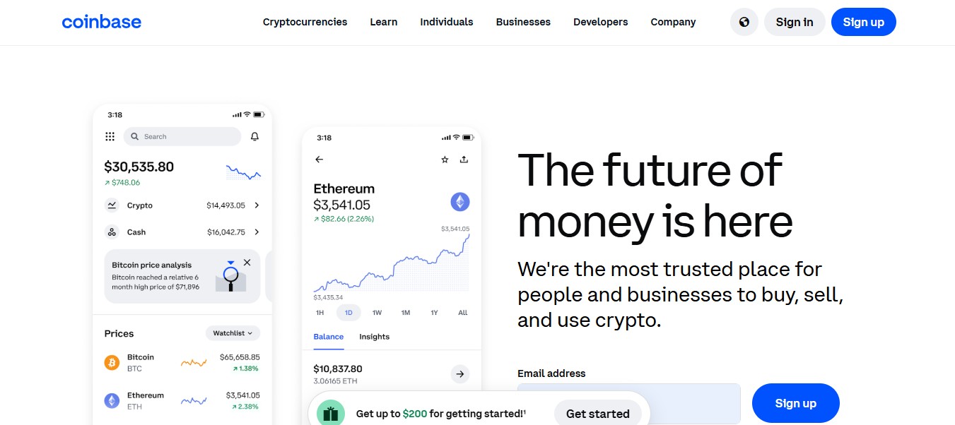 Choose a reliable Exchange like Coinbase