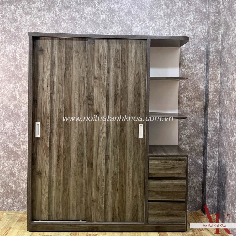 Tủ quần áo cửa lùa màu xanh rêu gỗ mdf