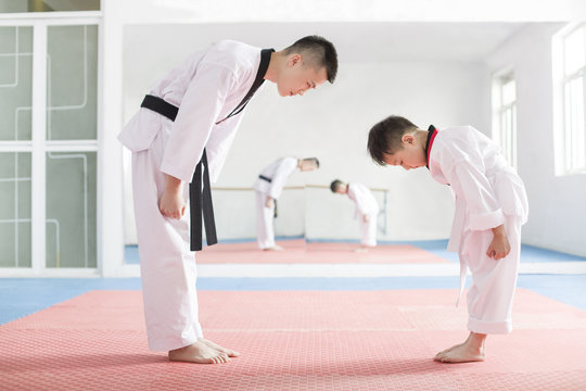 formal bow, a gesture that signifies mutual respect and readiness to engage in combat