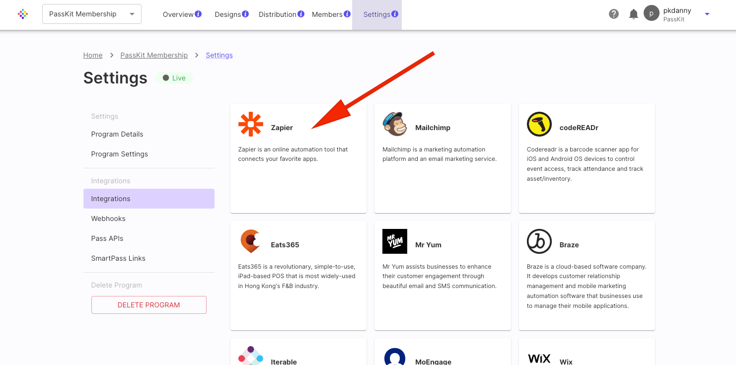 PassKit integrations