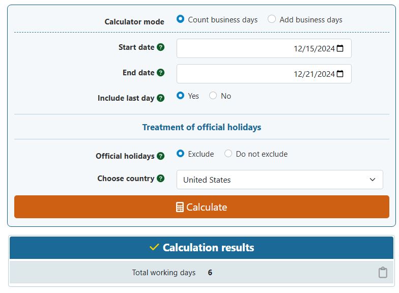 Business Days Calculator
