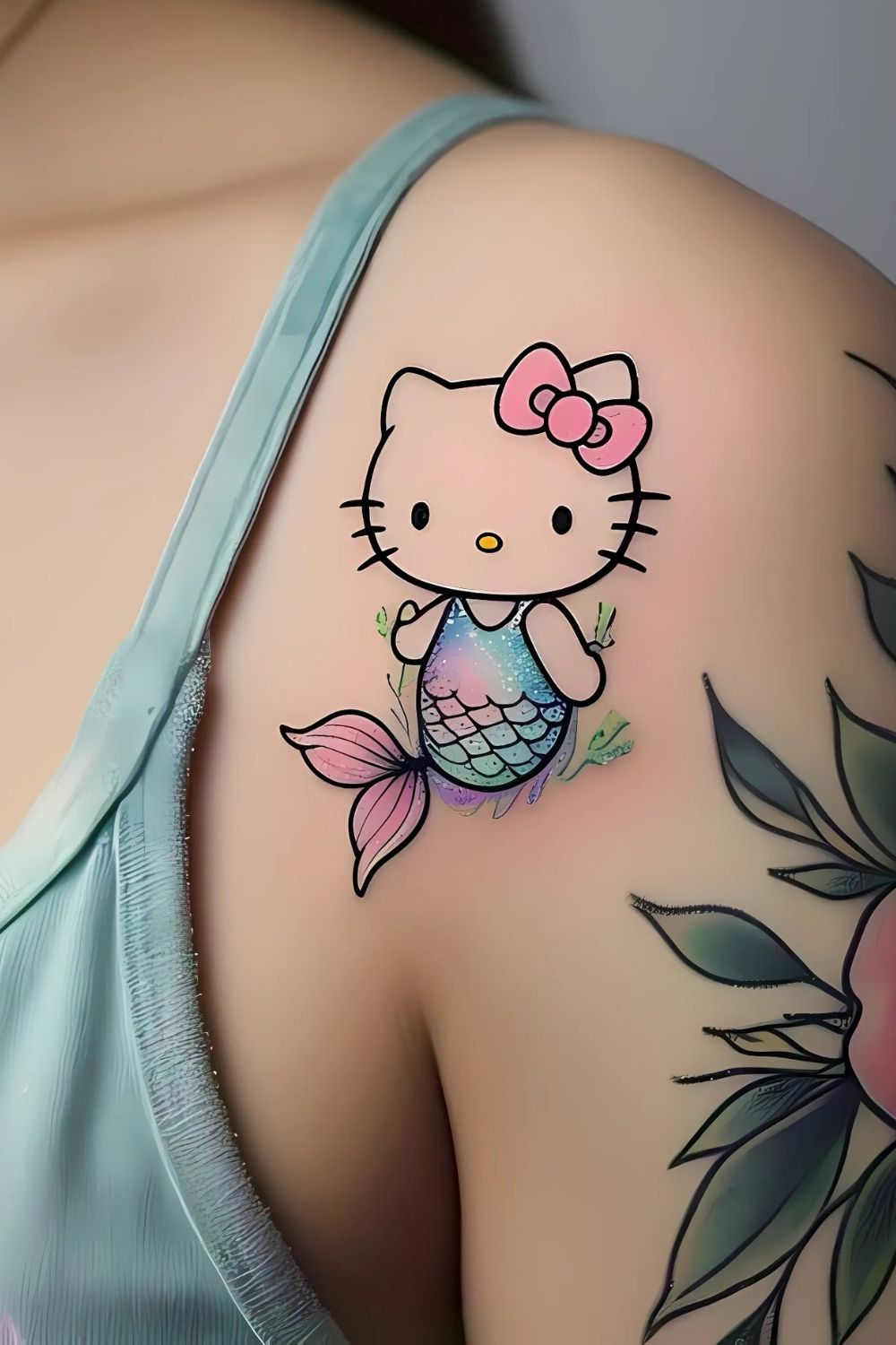  Hello Kitty as a Mermaid Tattoo