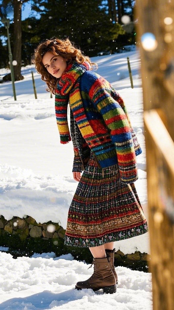 Colorful Winter Style: Maxi Skirt Magic for Women
