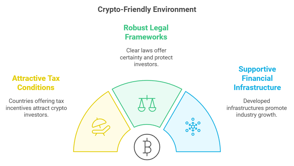 Infographic showcasing features of crypto-friendly countries