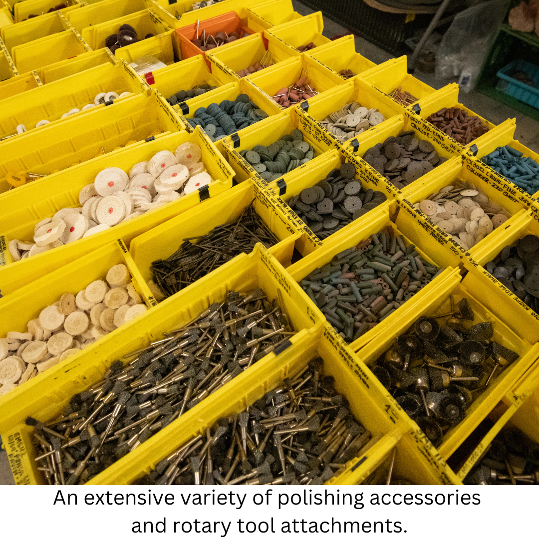 An extensive variety of polishing accessories and rotary tool attachments.