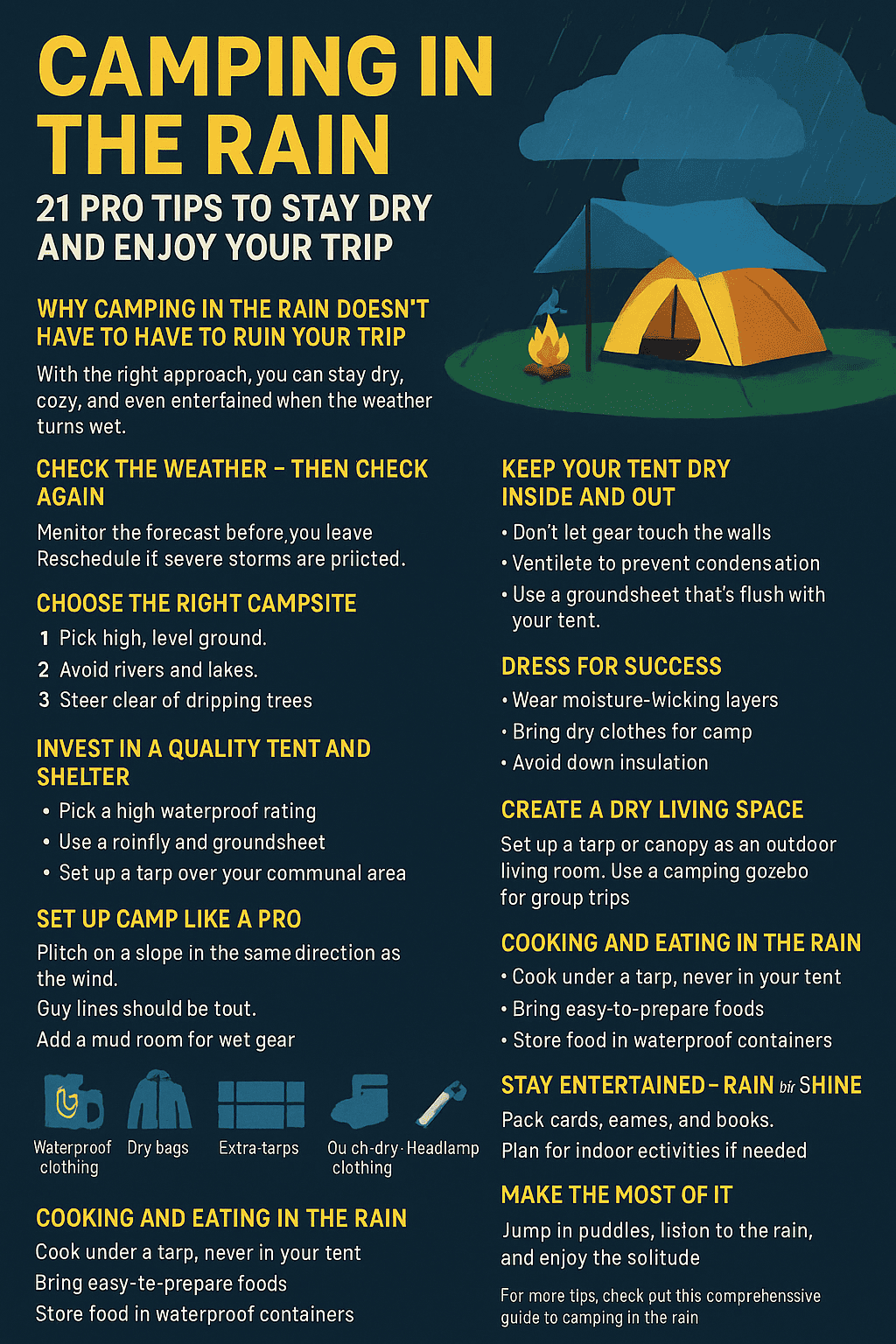 Camping in the Rain: 21 Pro Tips to Stay Dry and Enjoy Your Trip (Infographics)