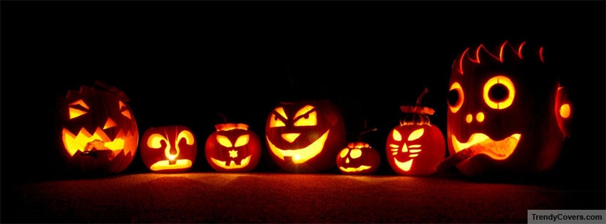 spooky pumpkins lit in the dark