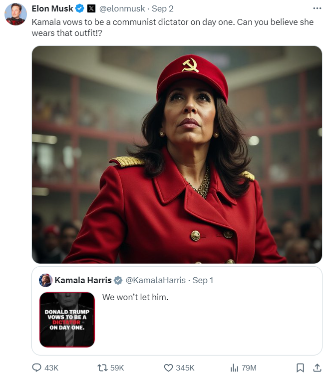 Elon Musk’s Frequent Attacks on Kamala Harris