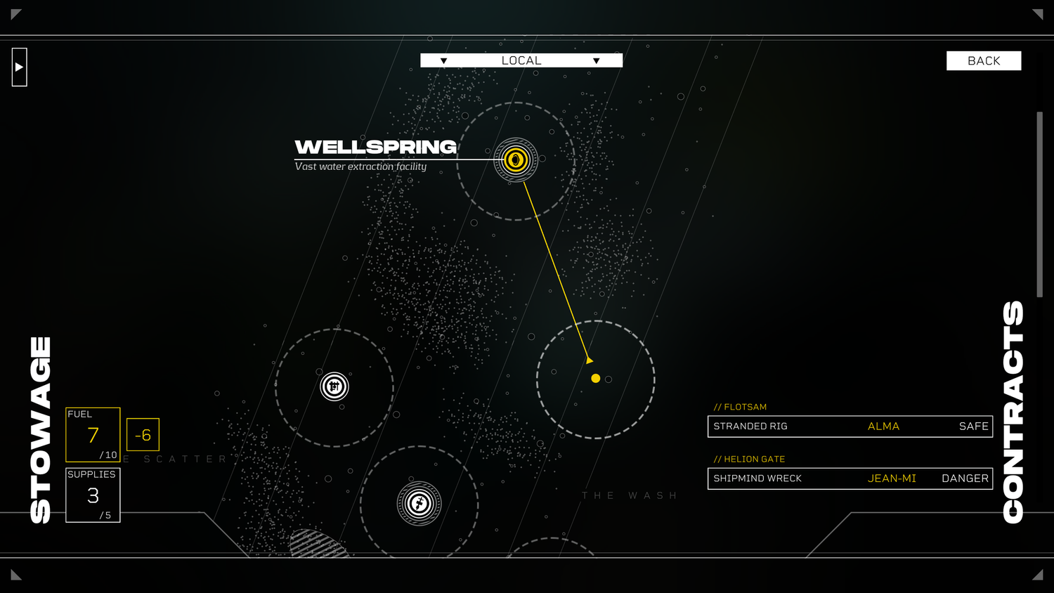 a star map of the belt, location Wellspring is highlighted