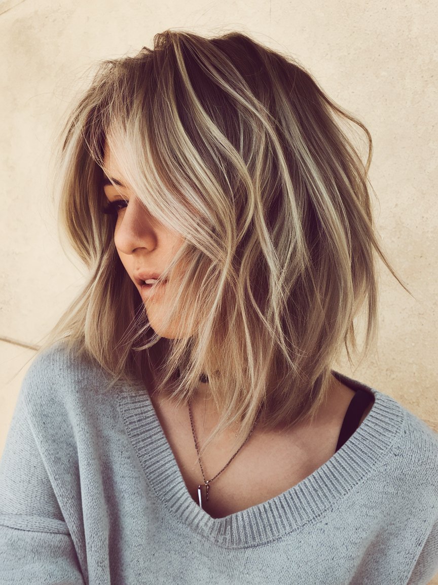 76. Long Bob with Subtle Undercut and Layers