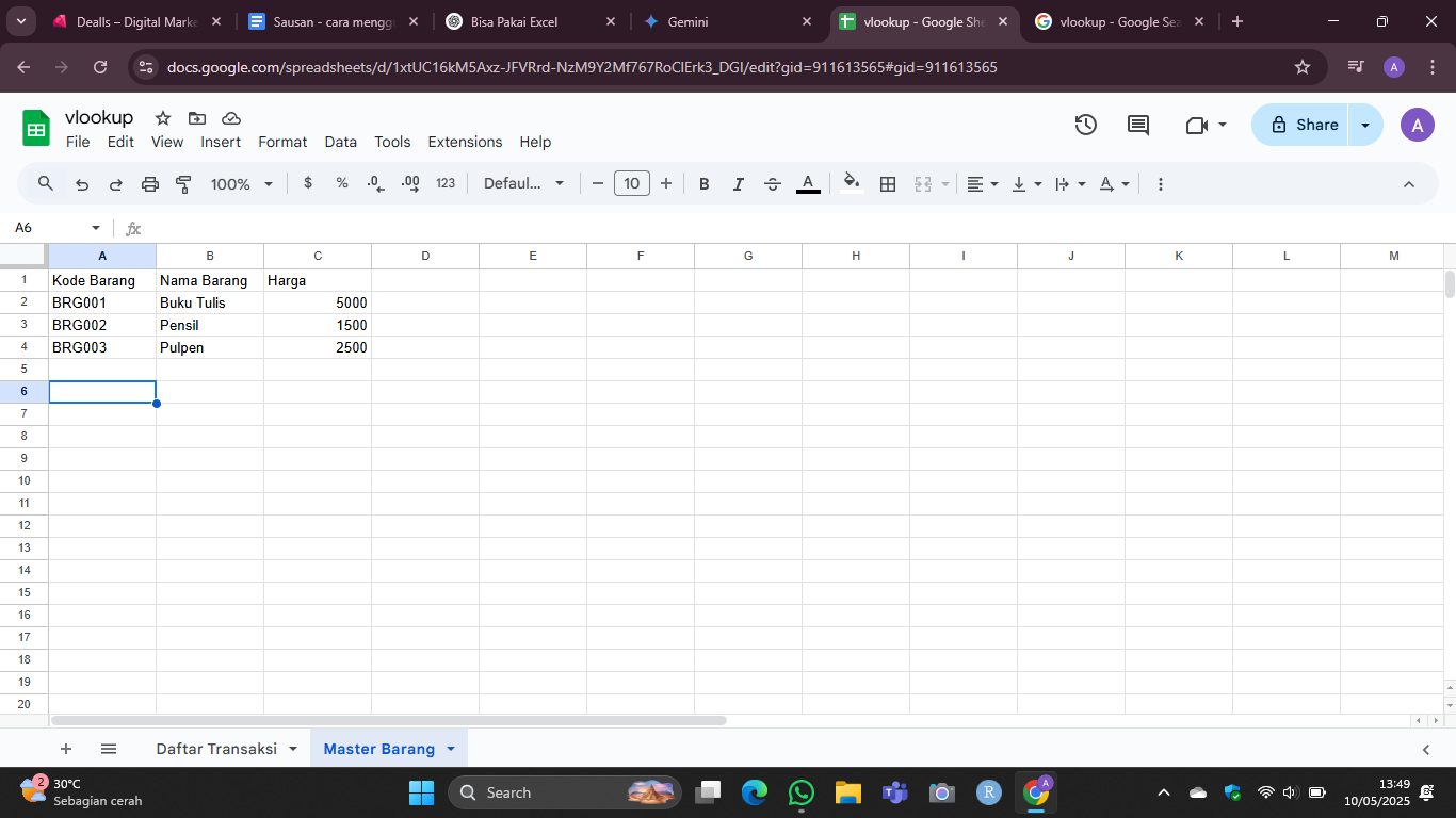 Cara Menggunakan VLOOKUP