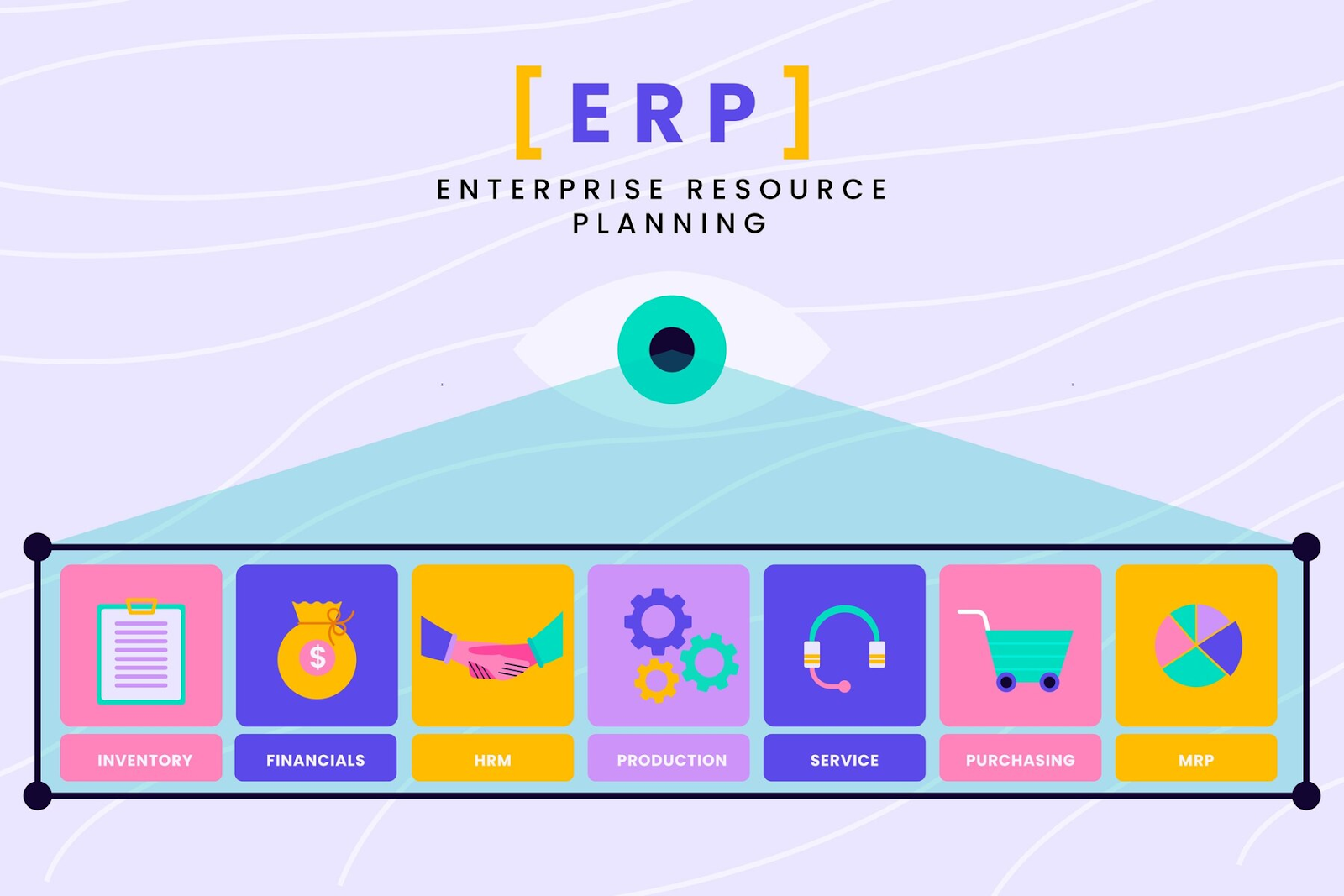 an illustration of components of ERP systems that impact business