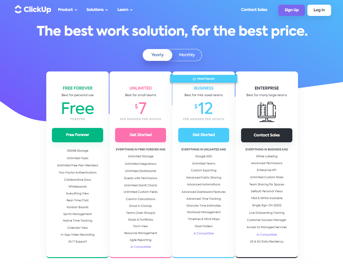 ClickUp Pricing